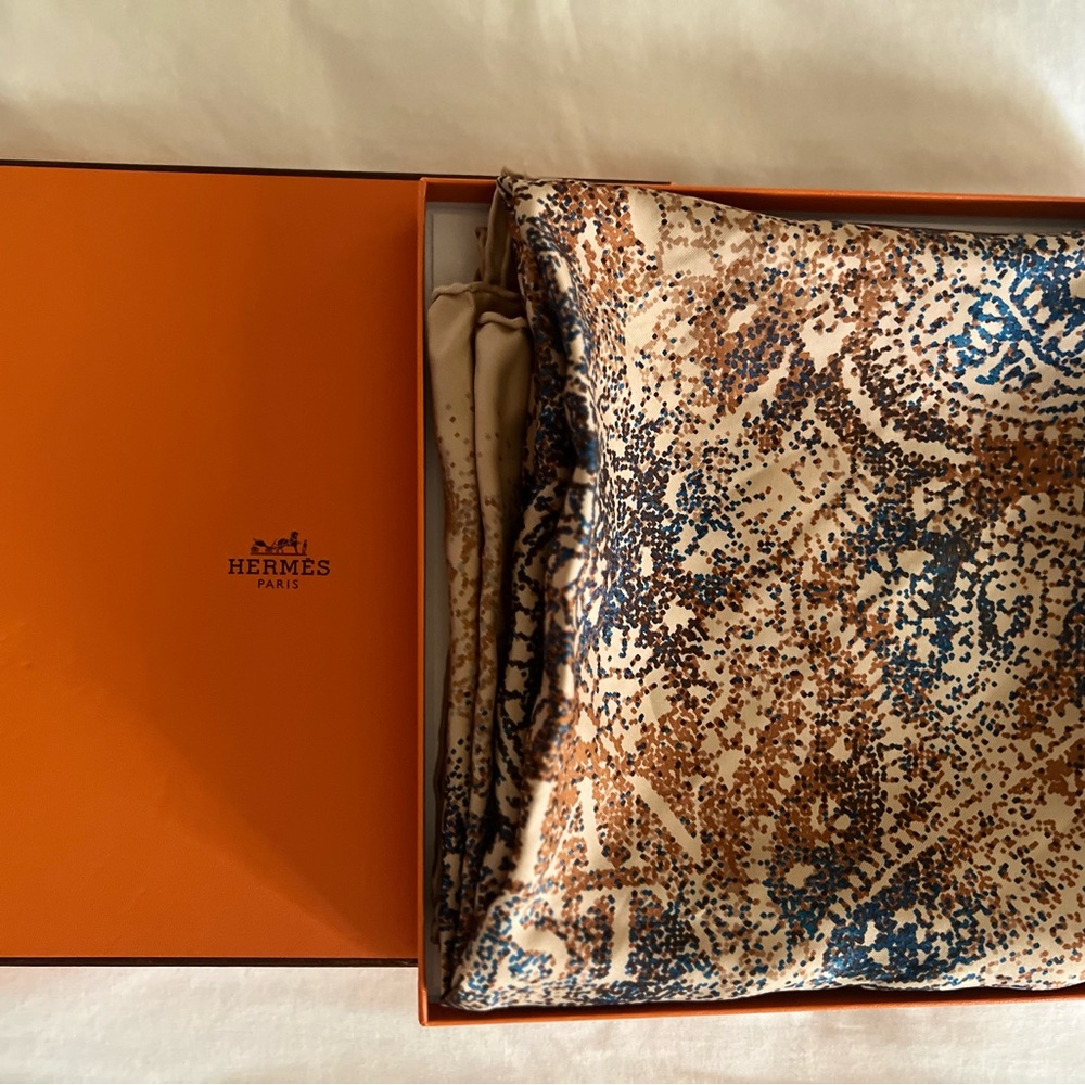 Hermès Brown and Black Silk Scarf